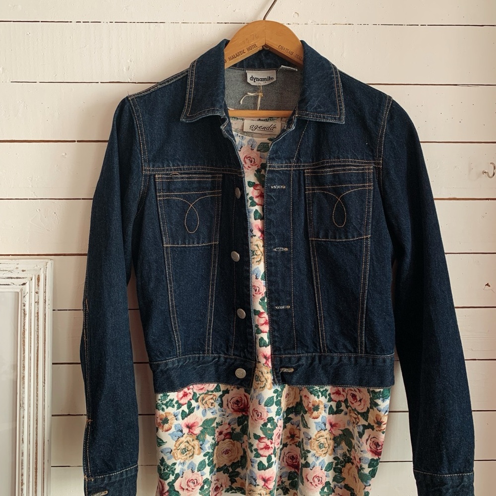 Dynamite Dark Blue Denim Jacket with Contrast Stitching